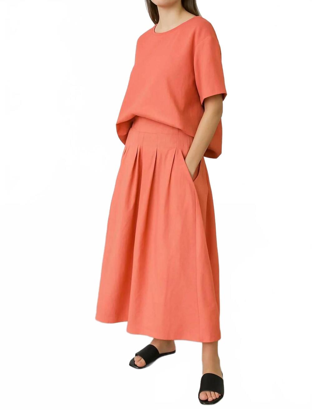 NEW SUSANNE BOMMER pleated maxi skirt in coral